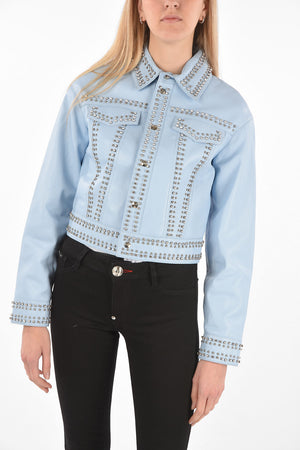 COUTURE Leather Bomber Jacket CRYSTAL embellished with Crystals and Studs