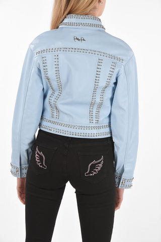 COUTURE Leder-Bomberjacke CRYSTAL verziert mit Kristallen und Nieten