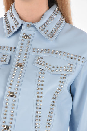 COUTURE Leather Bomber Jacket CRYSTAL embellished with Crystals and Studs
