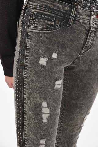 slim fit MENTE APERTA jeans with studs profile