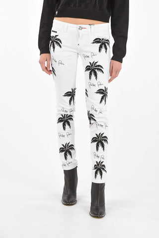 palm tree printed ALOHA slim fit jeans