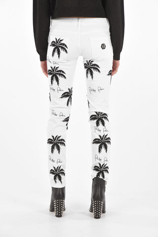 palm tree printed ALOHA slim fit jeans