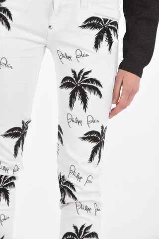 palm tree printed ALOHA slim fit jeans