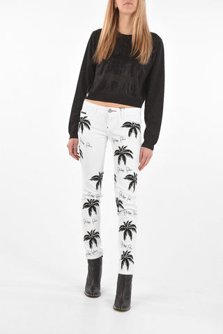 palm tree printed ALOHA slim fit jeans