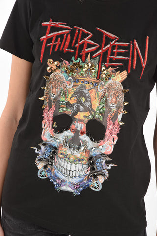COUTURE EST.1978 Crew Neck Printed T-Shirt with Crystals
