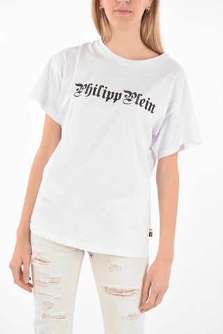 COUTURE Crewneck T-shirt SS SKULL with Rhinestoned Logo