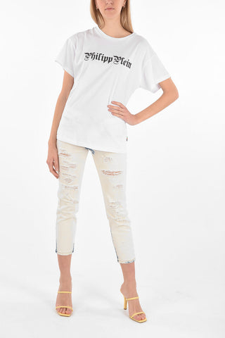 COUTURE Crewneck T-shirt SS SKULL with Rhinestoned Logo