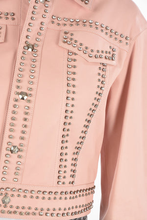 COUTURE 레더 봄버 CRYSTAL 크리스탈과 스터드 장식