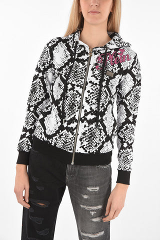 COUTURE EST.1978 python effect sweatshirt with hood