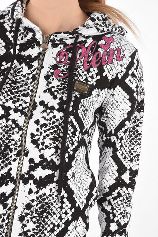 COUTURE EST.1978 python effect sweatshirt with hood