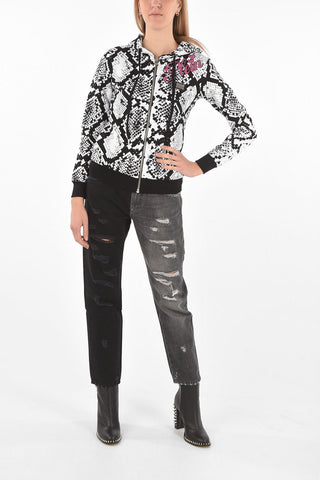 COUTURE EST.1978 python effect sweatshirt with hood