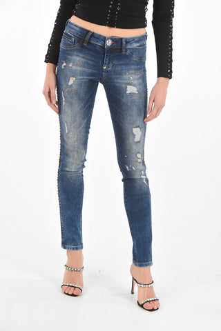 distressed SOMETIMES slim fit jeans with studs profile