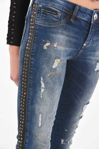 distressed SOMETIMES slim fit jeans with studs profile