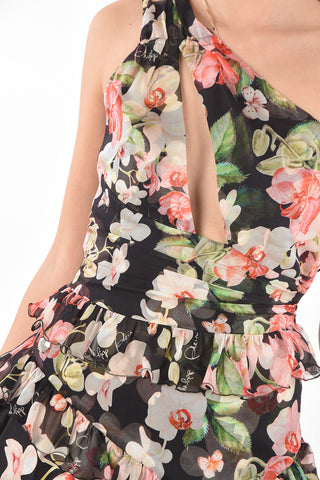 COUTURE EST.1978 silk ruffles 1-shoulder maxi dress