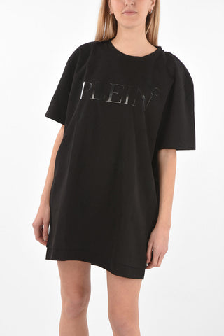 COUTURE T-shirt Dress DESTROYED with Embossed Logo Print