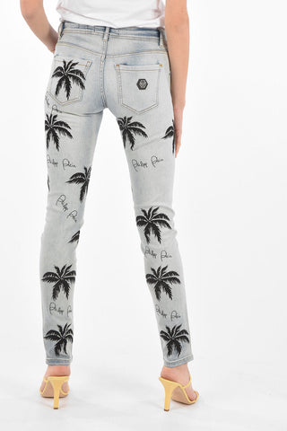 palm Embellished ALOHA slim fit jeans