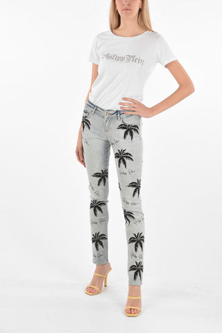 palm Embellished ALOHA slim fit jeans