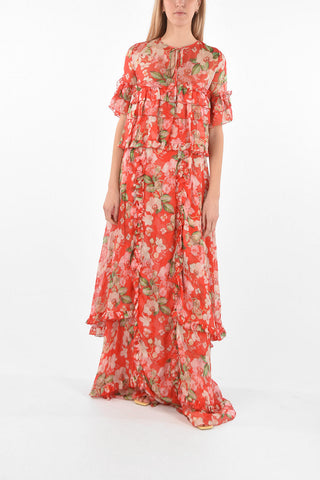 COUTURE EST.1978 Maxikleid aus Seide mit Blumenmuster und Volants