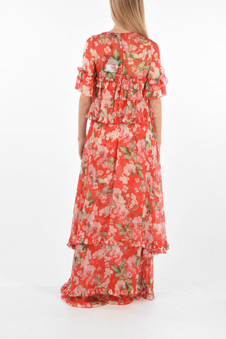COUTURE EST.1978 Maxikleid aus Seide mit Blumenmuster und Volants