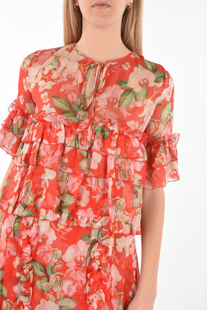 COUTURE EST.1978 Maxikleid aus Seide mit Blumenmuster und Volants