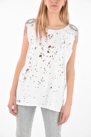 COUTURE EST.1978 top effetto vintage con strass