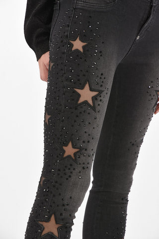 all over jewels slim fit KEIRA SYLL jeans with sheer details