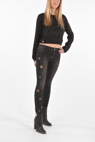 all over jewels slim fit KEIRA SYLL jeans with sheer details