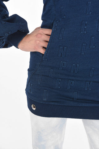 COUTURE Crewneck Sweatshirt with All-over Embossed Lettering