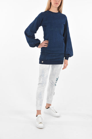 COUTURE Crewneck Sweatshirt with All-over Embossed Lettering
