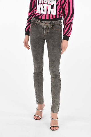 Jeggings MADDY in denim stretch con strass laterali