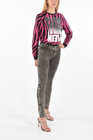Jeggings MADDY in denim stretch con strass laterali