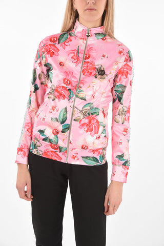 COUTURE Printed Jogging Jacket FLOWERS with Rhinestoned Embellishment