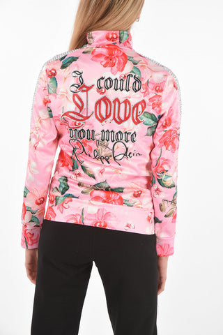 COUTURE Printed Jogging Jacket FLOWERS with Rhinestoned Embellishment