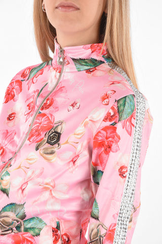 COUTURE Printed Jogging Jacket FLOWERS with Rhinestoned Embellishment