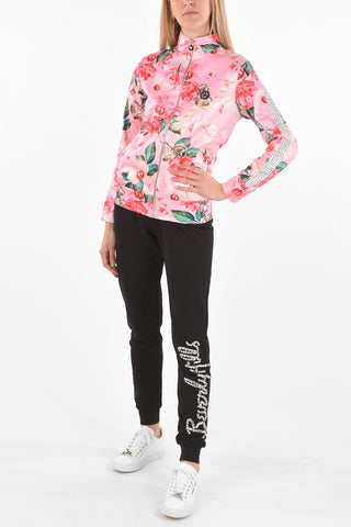COUTURE Printed Jogging Jacket FLOWERS with Rhinestoned Embellishment