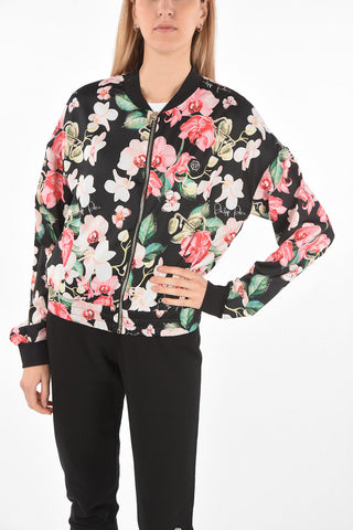 COUTURE Printed Bomber FLOWERS with Ribbed Hems