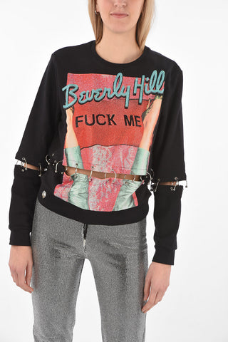 COUTURE Printed Sweatshirt  LS PP1978 with Decorative Piercings and Rhinestones