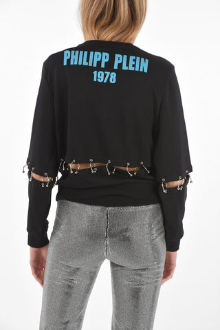 COUTURE Printed Sweatshirt  LS PP1978 with Decorative Piercings and Rhinestones