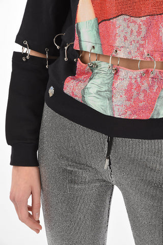 COUTURE Printed Sweatshirt  LS PP1978 with Decorative Piercings and Rhinestones