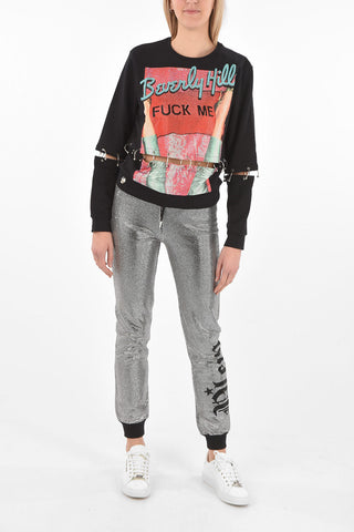 COUTURE Printed Sweatshirt  LS PP1978 with Decorative Piercings and Rhinestones