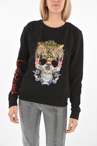 COUTURE Printed Sweatshirt LS Skull with Crystals embellishment