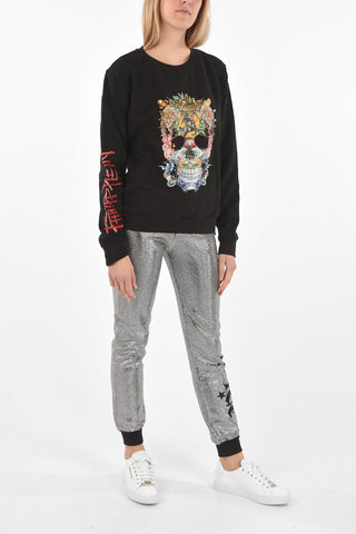 COUTURE Printed Sweatshirt LS Skull with Crystals embellishment