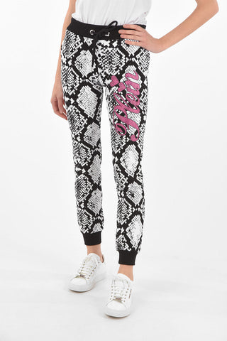 COUTURE Joggers stampati PYTHON  con Logo in Strass
