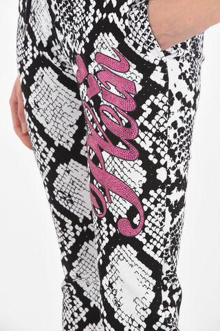COUTURE Joggers stampati PYTHON  con Logo in Strass