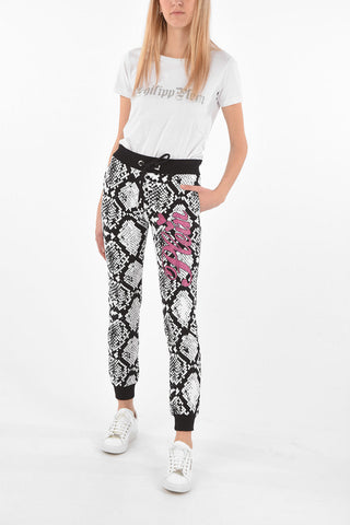 COUTURE Joggers stampati PYTHON  con Logo in Strass