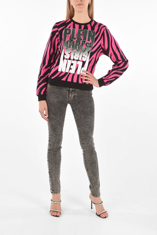 COUTURE EST.1978 zebra patterned crew-neck sweatshirt
