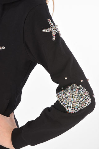 COUTURE Hooded Sweatjacket PP1978 with Marine Rhinestoned Embellishments