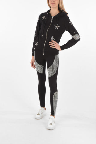 COUTURE Hooded Sweatjacket PP1978 with Marine Rhinestoned Embellishments