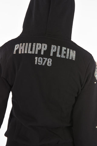 COUTURE Hooded Sweatjacket PP1978 with Marine Rhinestoned Embellishments