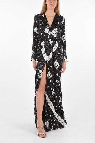 COUTURE Side Split STARS AND SKULL Satin Dress